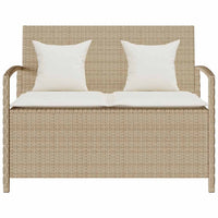 Panca Portaoggetti da Giardino con Cuscino Beige in Polyrattan 4104215