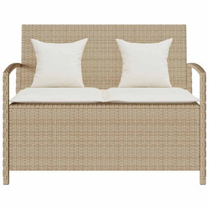 Panca Portaoggetti da Giardino con Cuscino Beige in Polyrattan 4104215