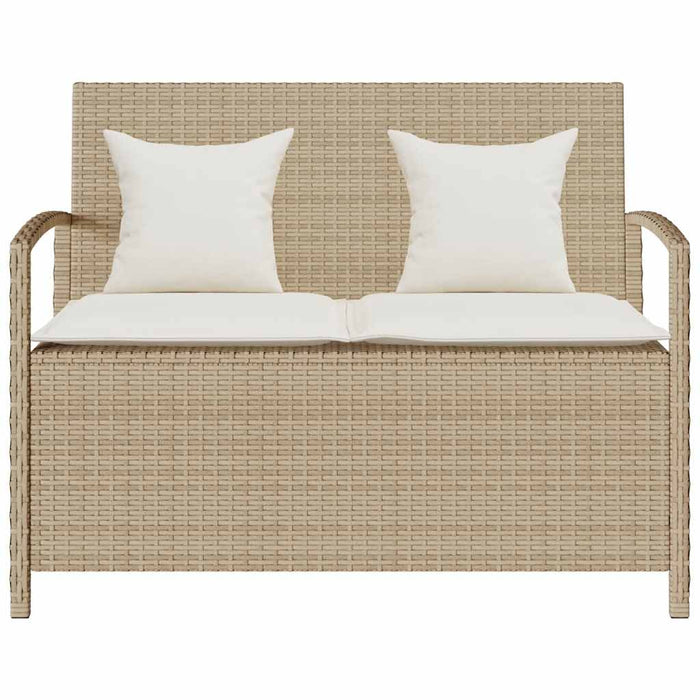 Panca Portaoggetti da Giardino con Cuscino Beige in Polyrattan 4104215