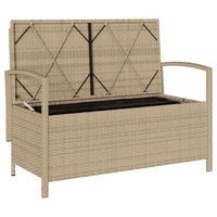 Panca Portaoggetti da Giardino con Cuscino Beige in Polyrattan 4104215