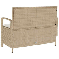 Panca Portaoggetti da Giardino con Cuscino Beige in Polyrattan 4104215