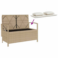 Panca Portaoggetti da Giardino con Cuscino Beige in Polyrattan 4104215