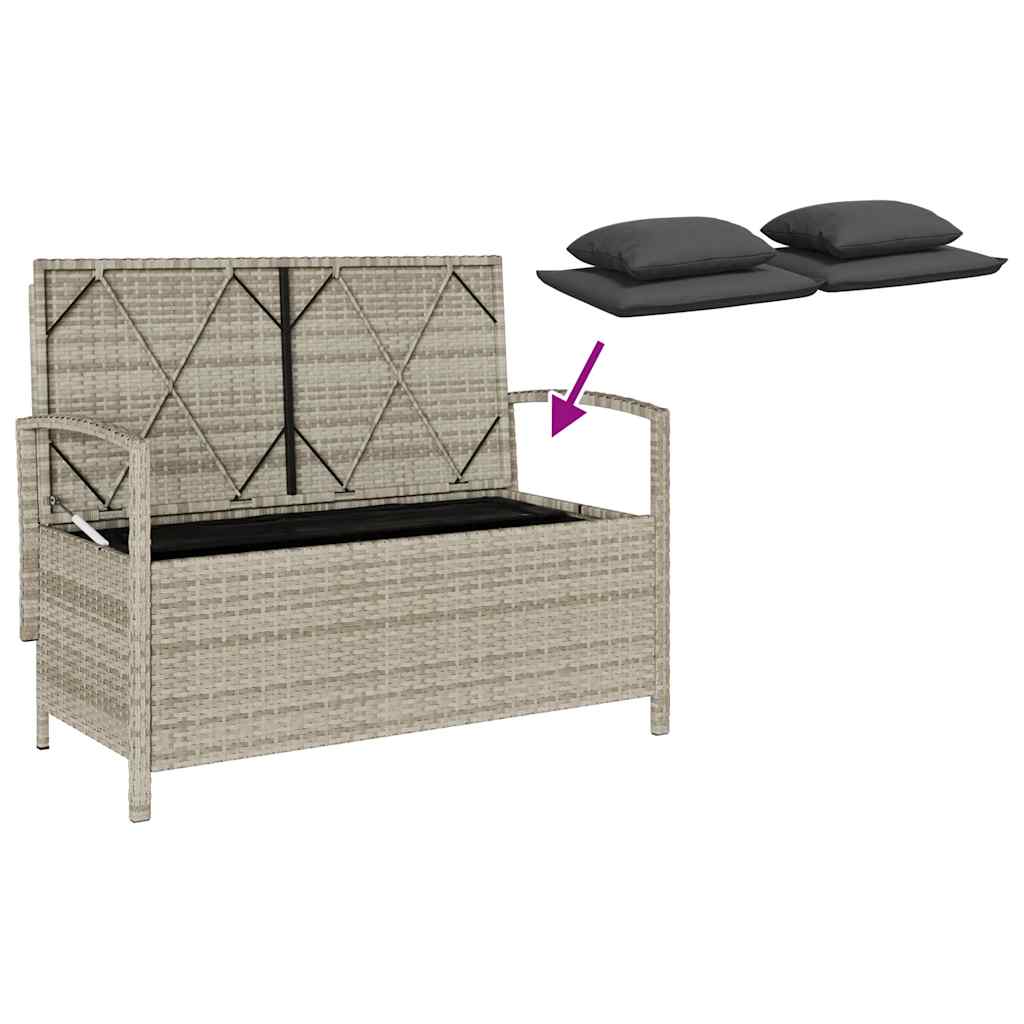 Panca Portaoggetti da Giardino con Cuscino in Polyrattan 4104216