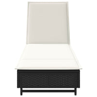 Lettino Prendisole con Ruote e Cuscino in Polyrattan Nero 4104033