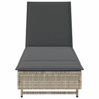 vidaXL Lettino Prendisole con Ruote e Cuscino Polyrattan Grigio Chiaro