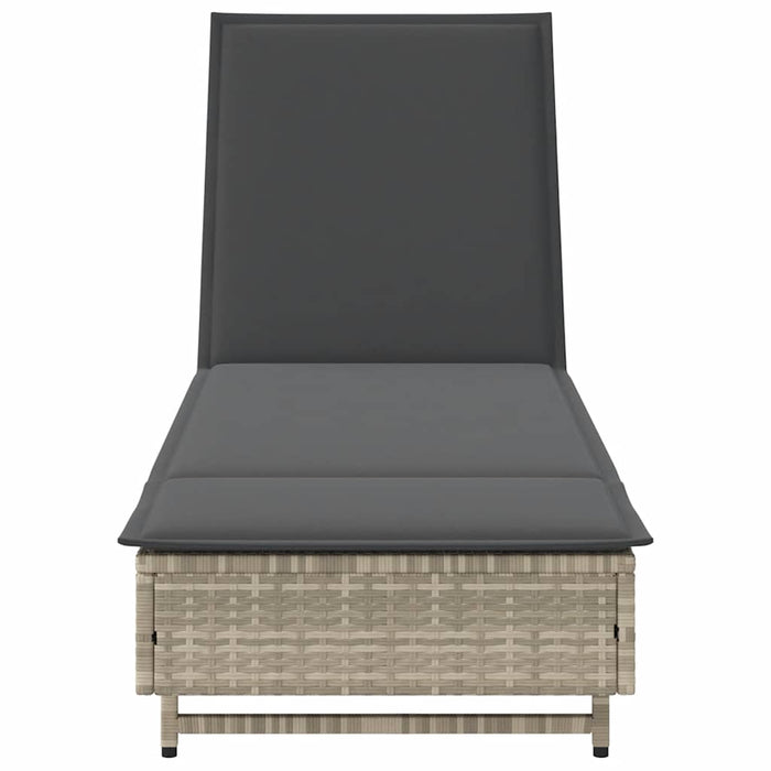 vidaXL Lettino Prendisole con Ruote e Cuscino Polyrattan Grigio Chiaro