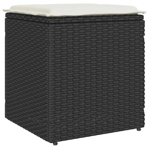 Sgabelli Giardino con Cuscini 2 pz Nero 40x40x43 cm Polyrattan 4104039