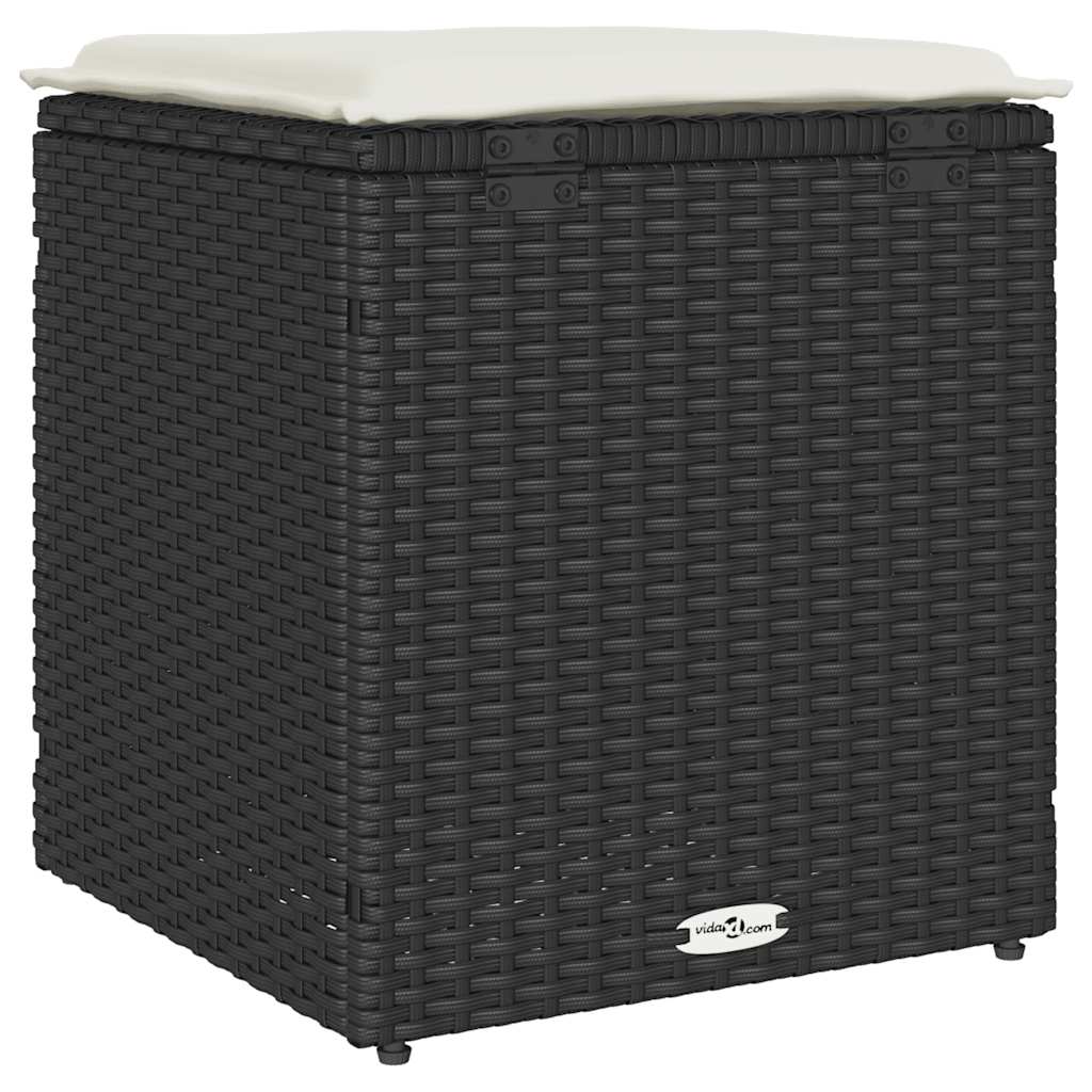 vidaXL Sgabelli Giardino con Cuscini 2 pz Nero 40x40x43 cm Polyrattan