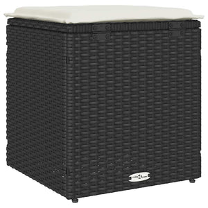 vidaXL Sgabelli Giardino con Cuscini 2 pz Nero 40x40x43 cm Polyrattan
