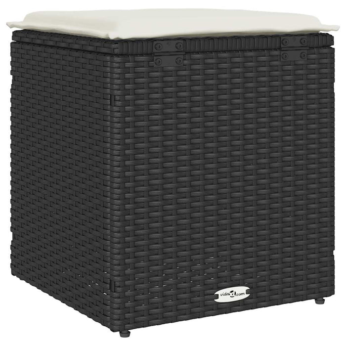 vidaXL Sgabelli Giardino con Cuscini 2 pz Nero 40x40x43 cm Polyrattan