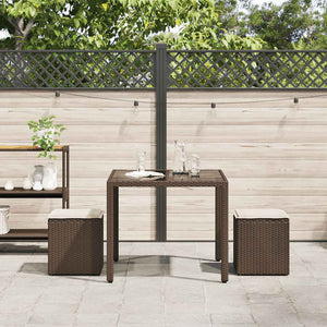 Sgabelli Giardino con Cuscini 2pz Marrone 40x40x43cm Polyrattan 4104040