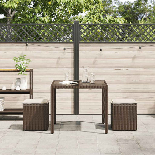 Sgabelli Giardino con Cuscini 2pz Marrone 40x40x43cm Polyrattan 4104040