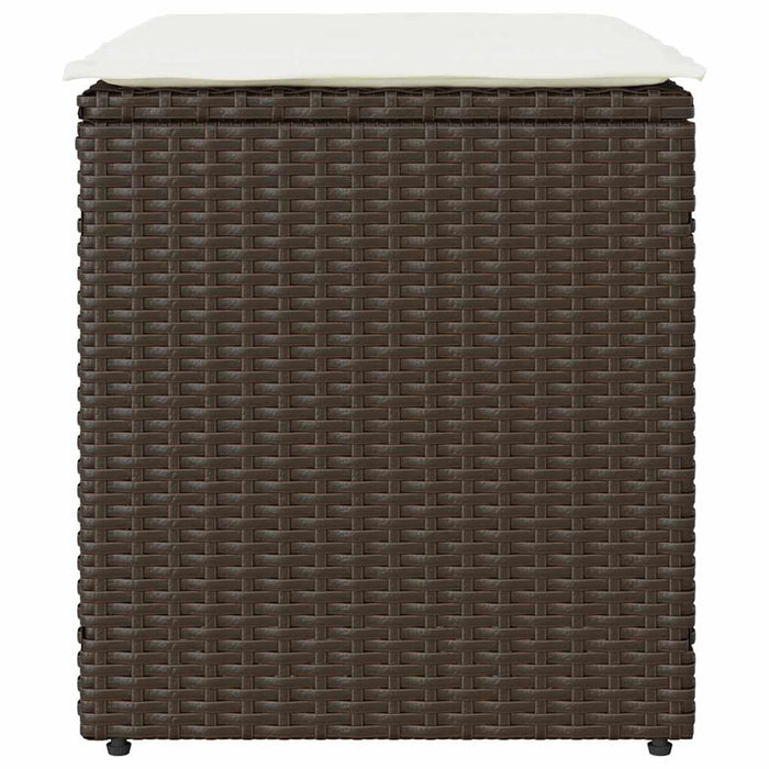 Sgabelli Giardino con Cuscini 2pz Marrone 40x40x43cm Polyrattan 4104040