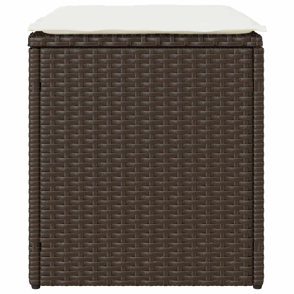 Sgabelli Giardino con Cuscini 2pz Marrone 40x40x43cm Polyrattan