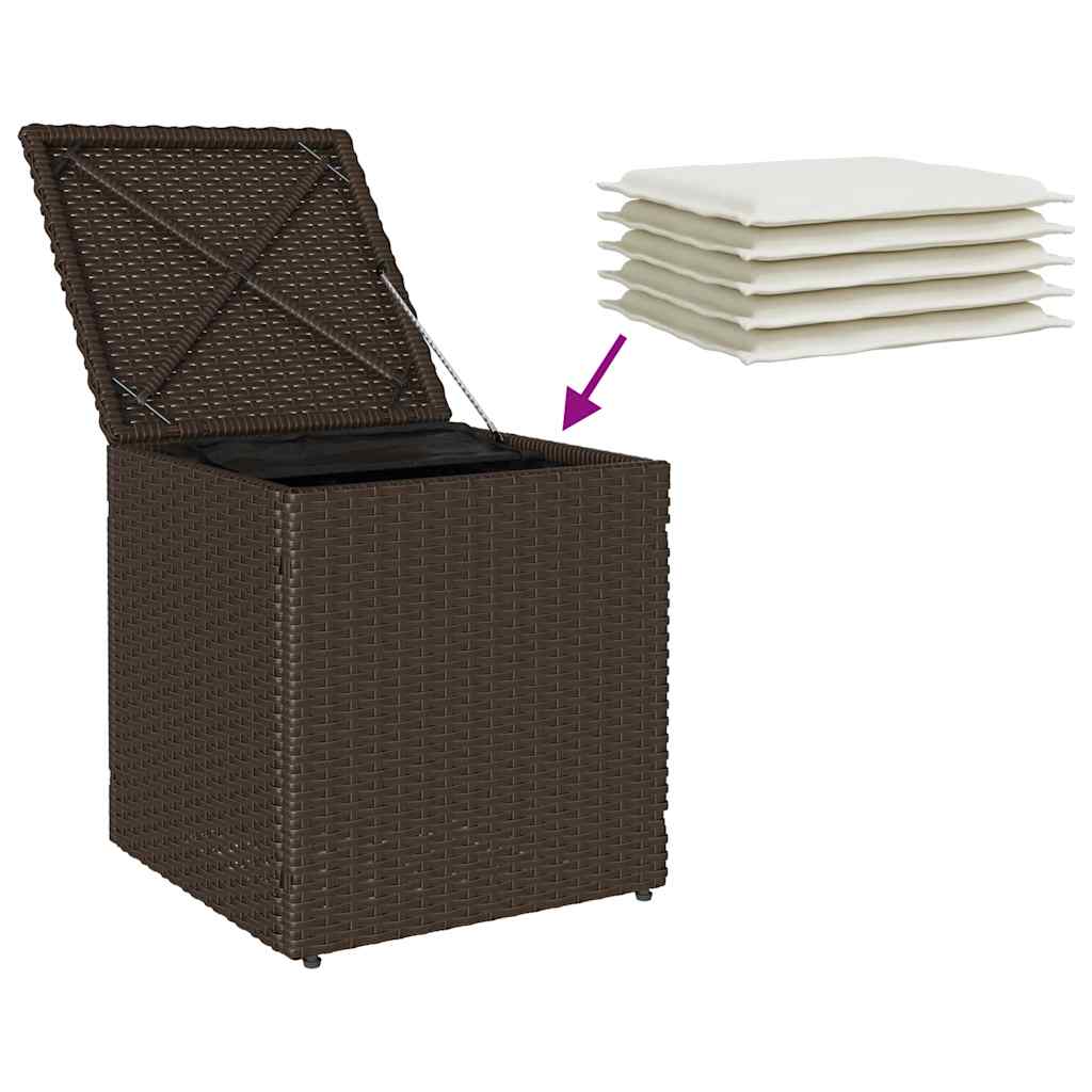 Sgabelli Giardino con Cuscini 2pz Marrone 40x40x43cm Polyrattan 4104040