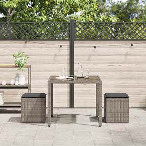 Sgabelli Giardino con Cuscini 2 pz Grigio 40x40x43cm Polyrattan