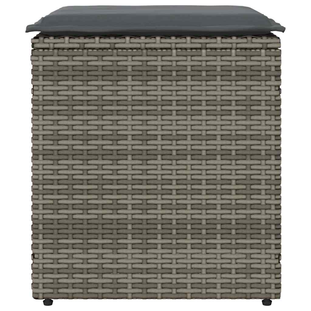 Sgabelli Giardino con Cuscini 2 pz Grigio 40x40x43cm Polyrattan