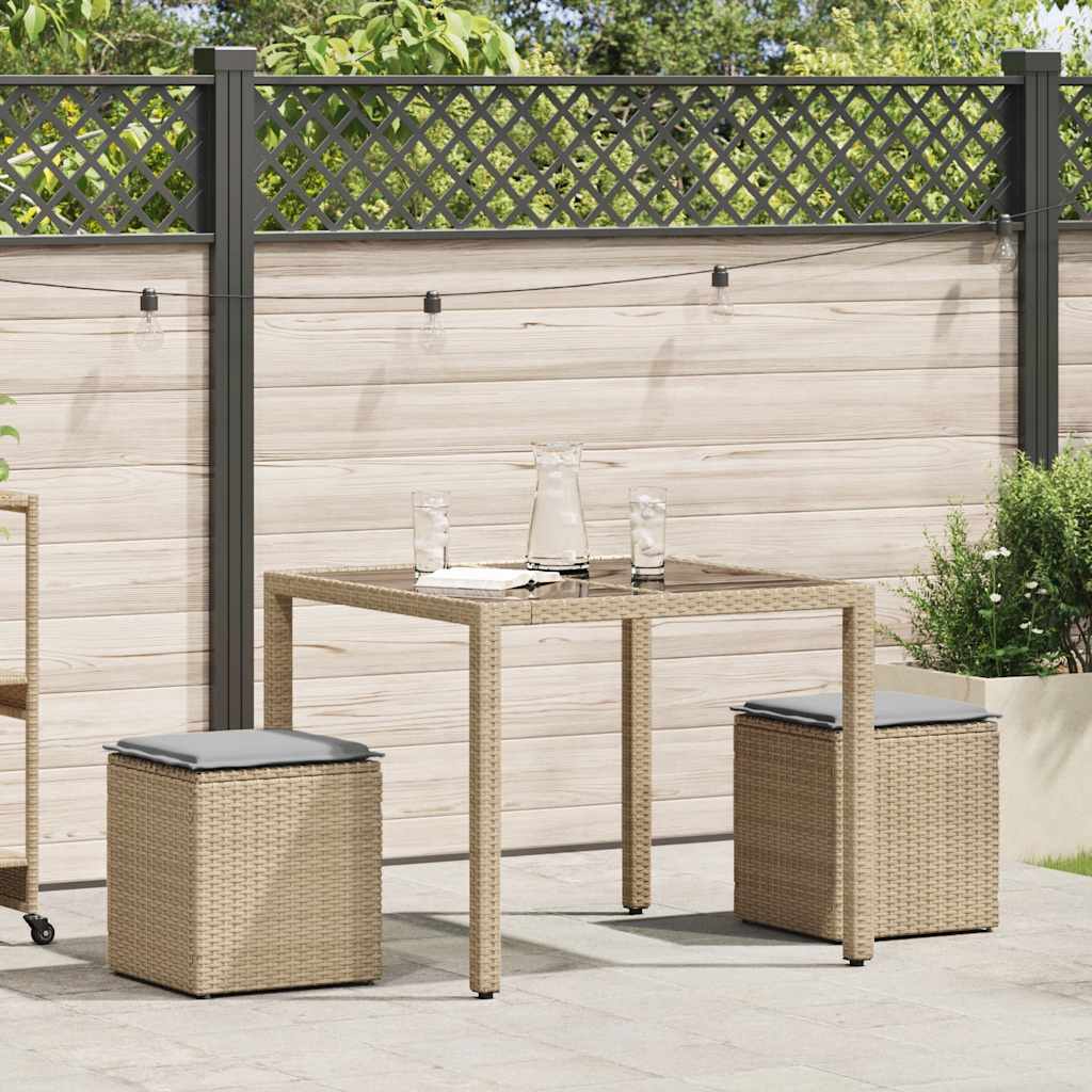 Sgabelli Giardino con Cuscini 4pz Beige 40x40x43 cm Polyrattan 4104042