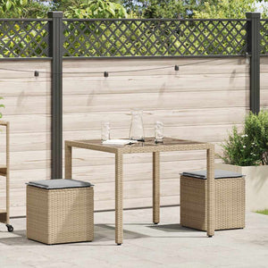 Sgabelli Giardino con Cuscini 4pz Beige 40x40x43 cm Polyrattan 4104042