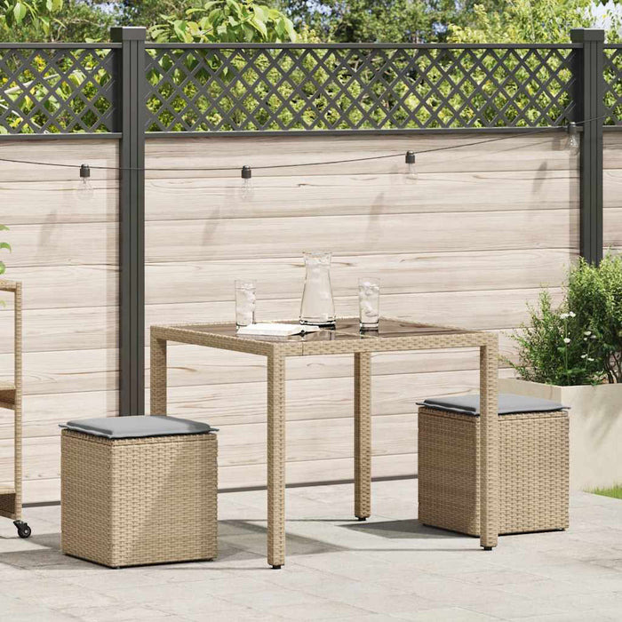 Sgabelli Giardino con Cuscini 4pz Beige 40x40x43 cm Polyrattan 4104042
