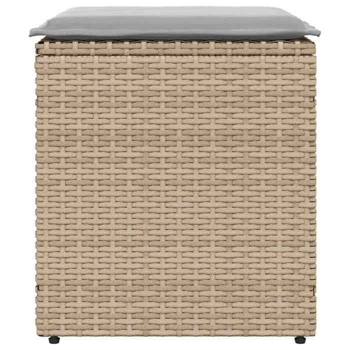 Sgabelli Giardino con Cuscini 4pz Beige 40x40x43 cm Polyrattan 4104042