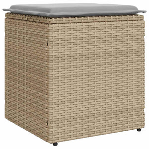 Sgabelli Giardino con Cuscini 4pz Beige 40x40x43 cm Polyrattan 4104042