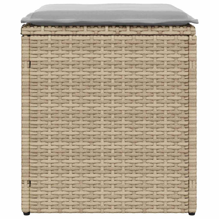 Sgabelli Giardino con Cuscini 4pz Beige 40x40x43 cm Polyrattan 4104042