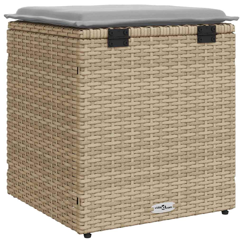Sgabelli Giardino con Cuscini 4pz Beige 40x40x43 cm Polyrattan 4104042