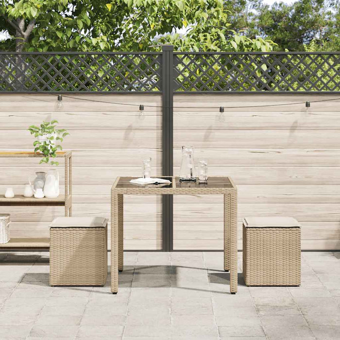 Sgabelli Giardino con Cuscini 4pz Beige 40x40x43 cm Polyrattan