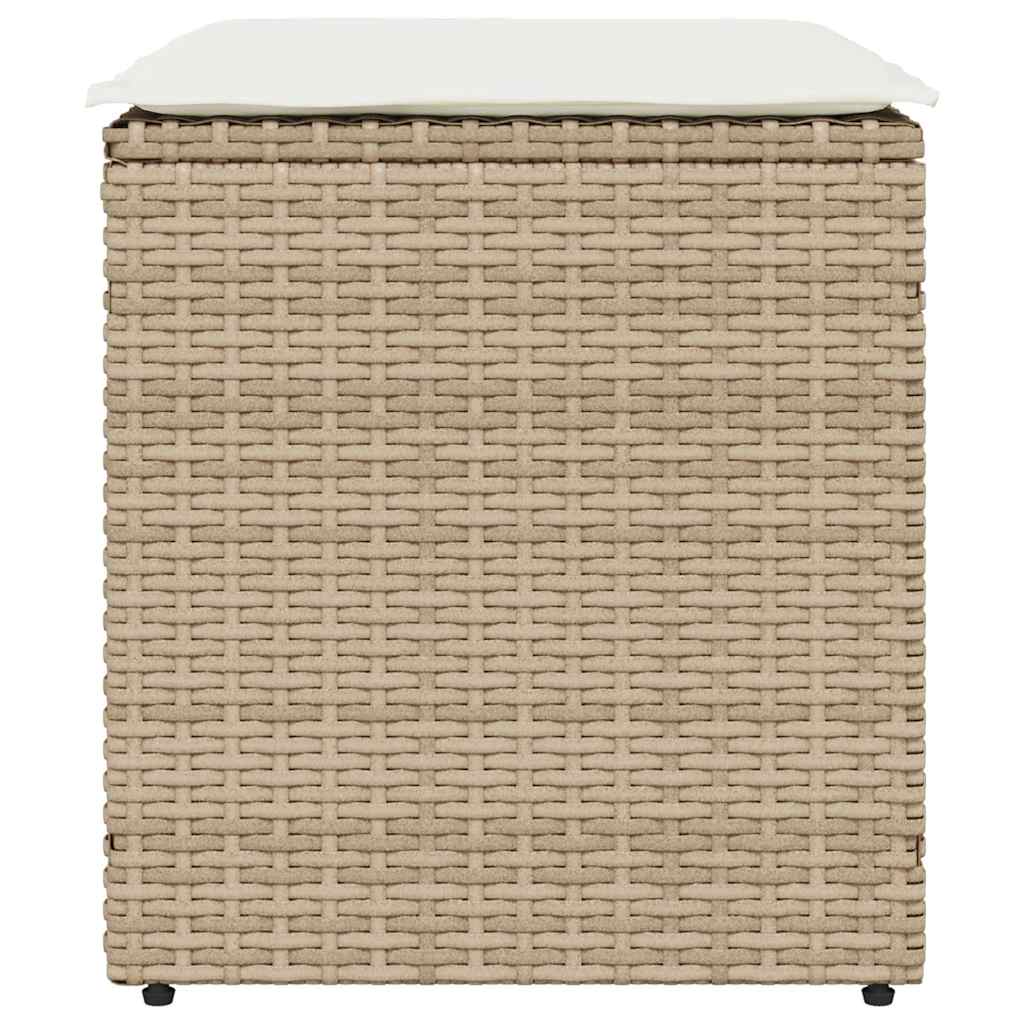 Sgabelli Giardino con Cuscini 4pz Beige 40x40x43 cm Polyrattan 4104043