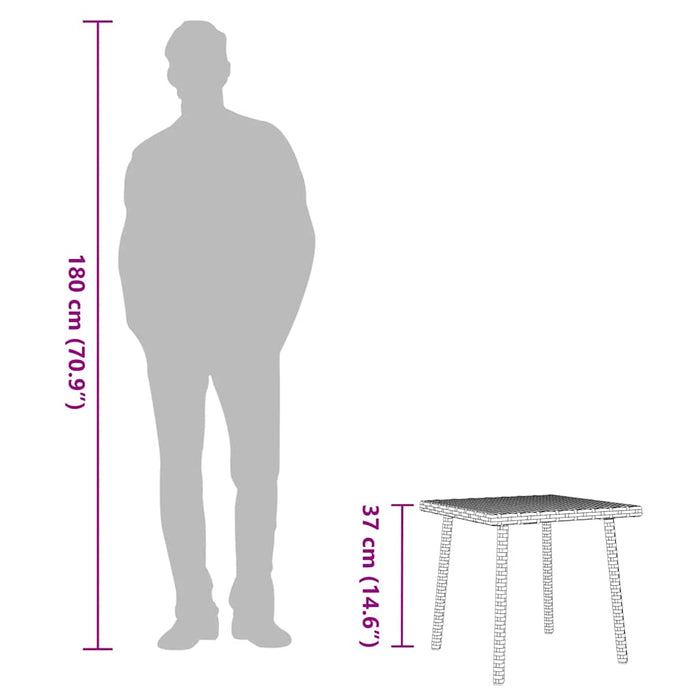 vidaXL Tavolino Giardino Rettangolare Marrone 40x40x37 cm Polyrattan