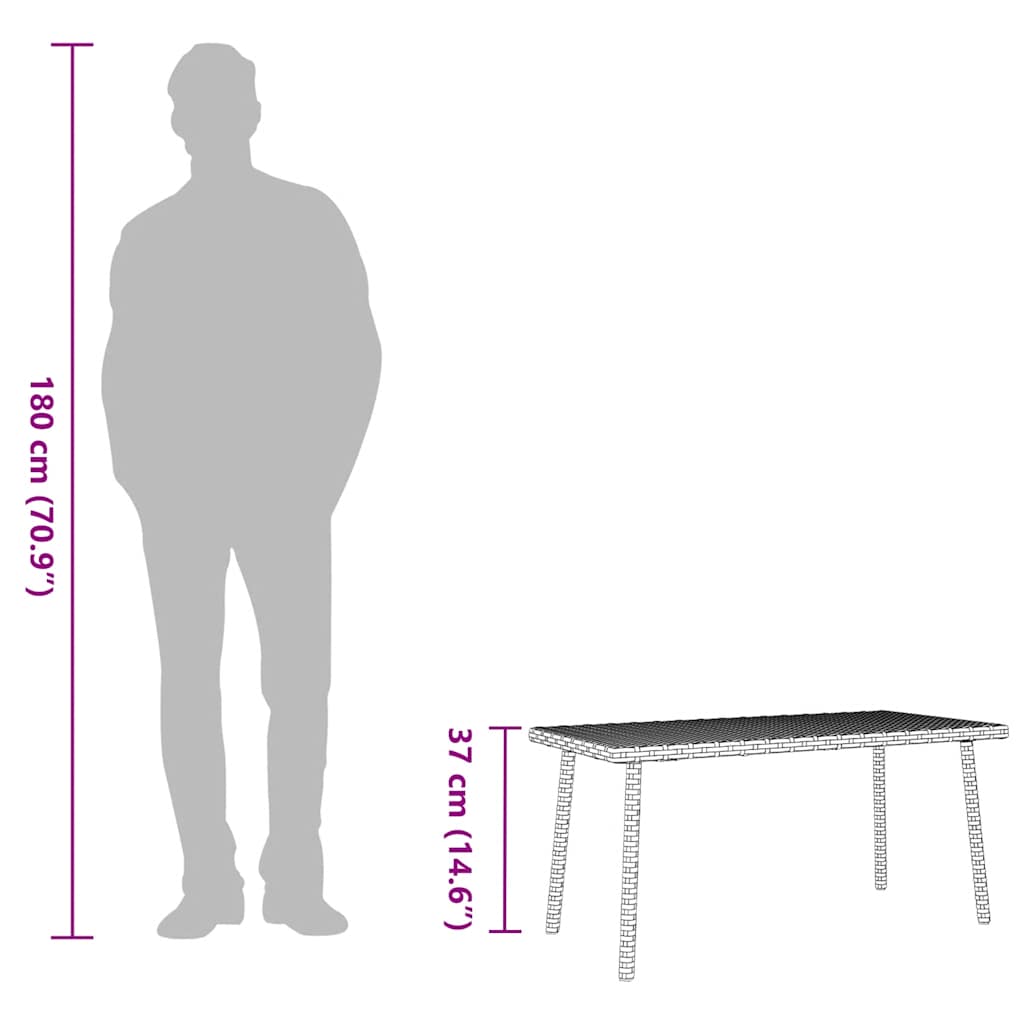 Tavolino-Tavolino da soggiorno-Tavolo Giardino Rettangolare Marrone 80x40x37 cm Polyrattan