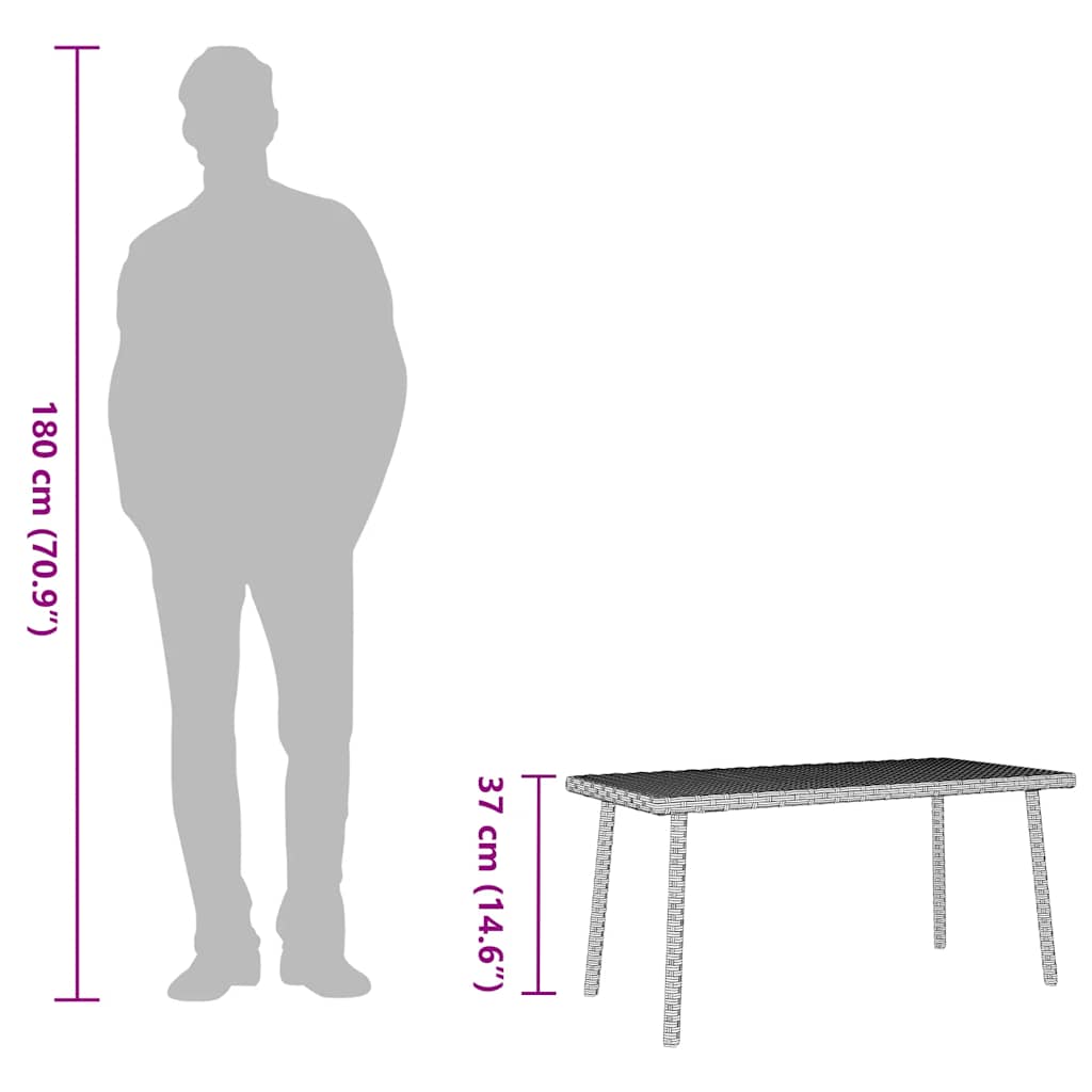 vidaXL Tavolino da Giardino Rettangolare Grigio Chiaro 80x40x37 cm