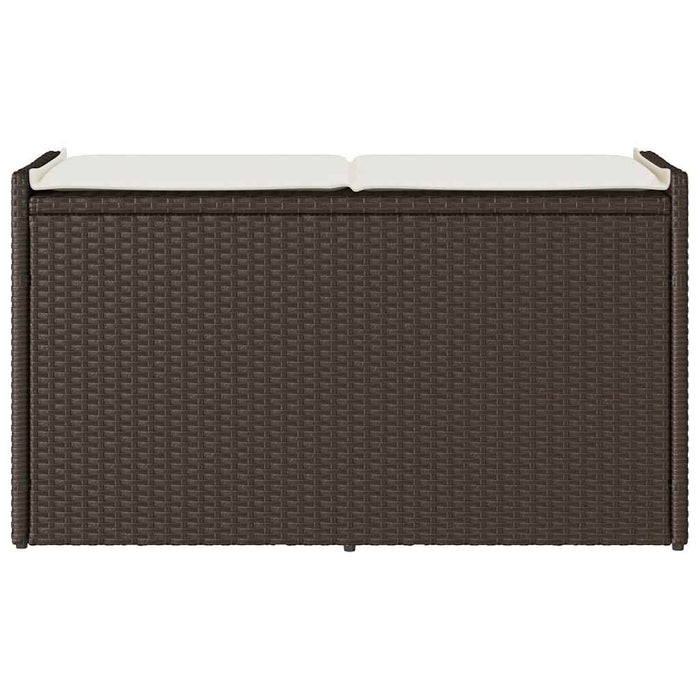 Cassapanca da Esterno con Cuscino Marrone 100 cm in Polyrattan 4104061