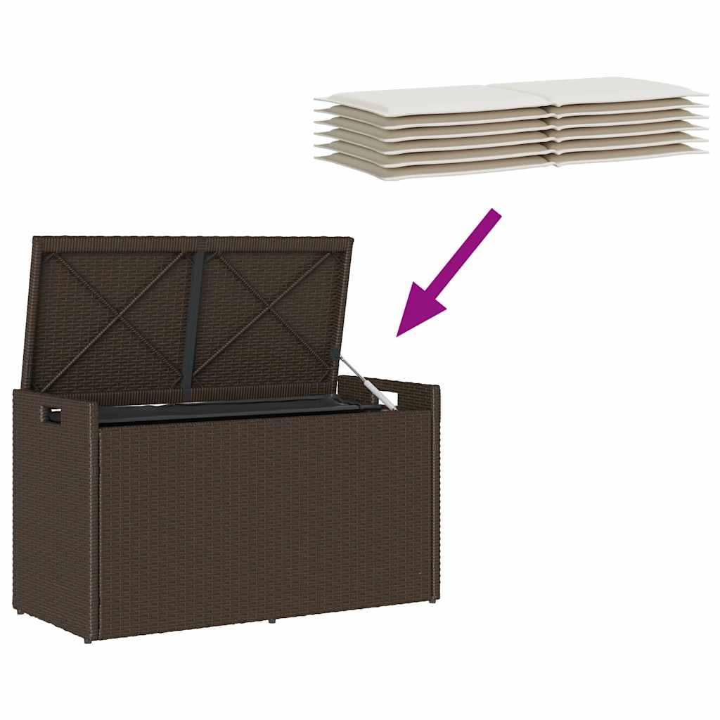 Cassapanca da Esterno con Cuscino Marrone 100 cm in Polyrattan 4104061