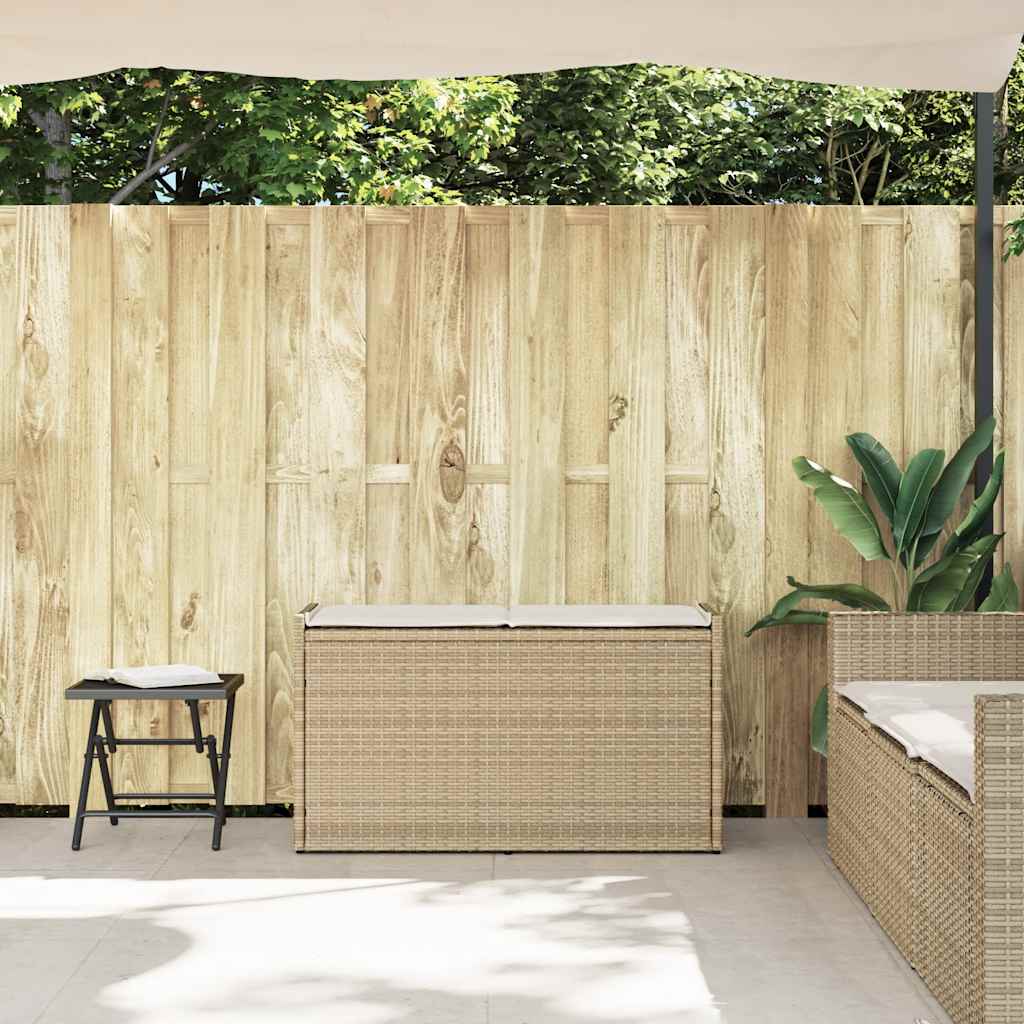 Cassapanca da Esterno con Cuscino Beige 100 cm in Polyrattan 4104064