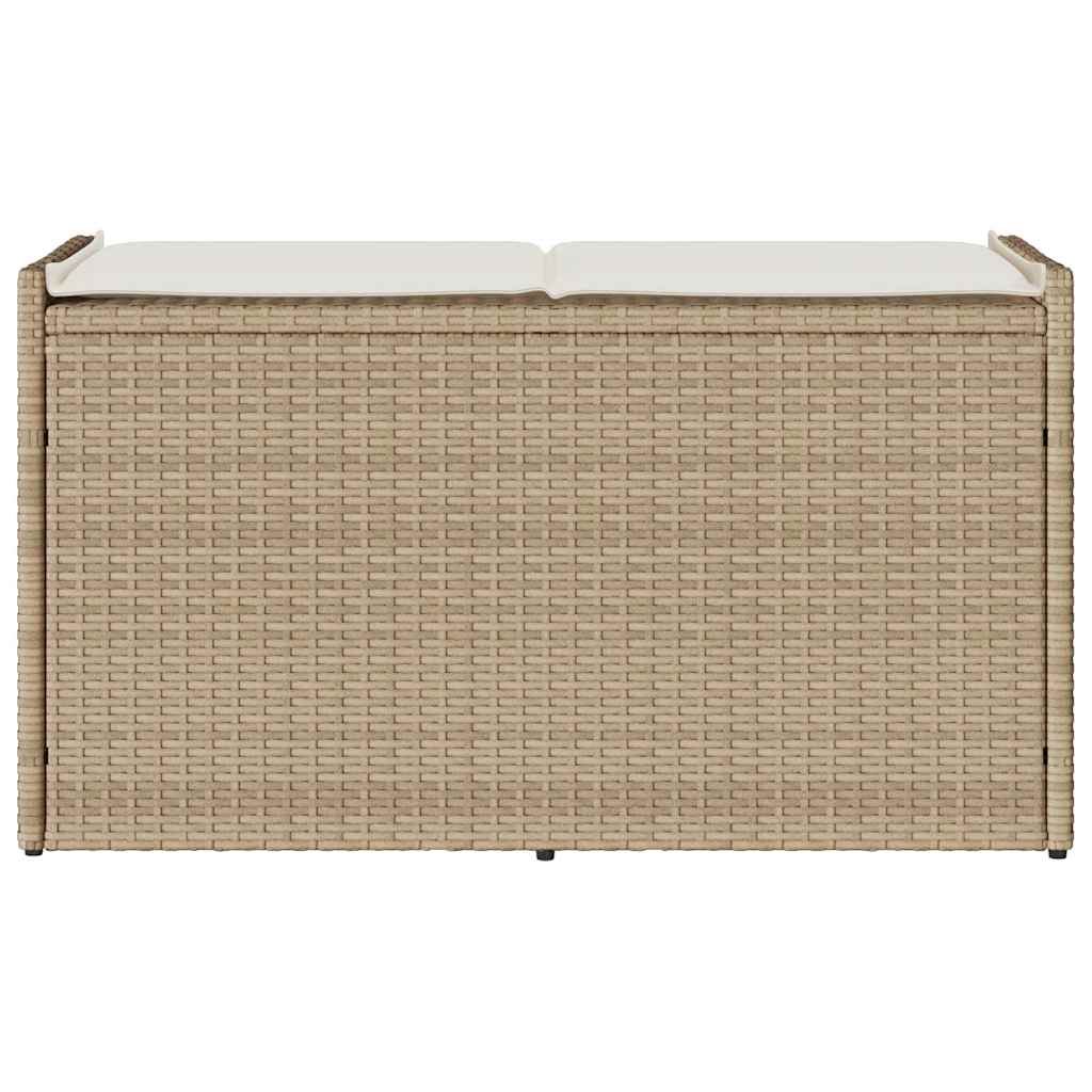 Cassapanca da Esterno con Cuscino Beige 100 cm in Polyrattan 4104064