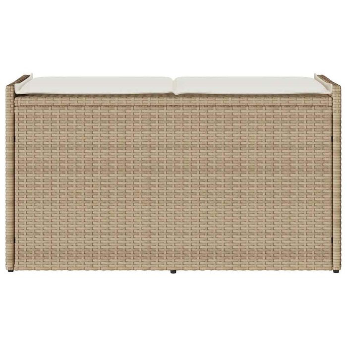 Cassapanca da Esterno con Cuscino Beige 100 cm in Polyrattan 4104064