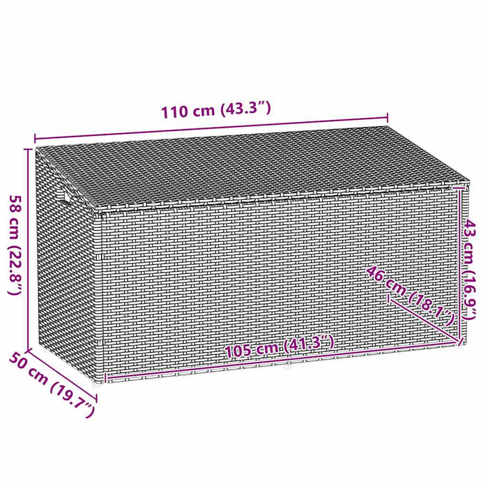 vidaXL Baule da Giardino Grigio Chiaro 110x50x58 cm in Polyrattan