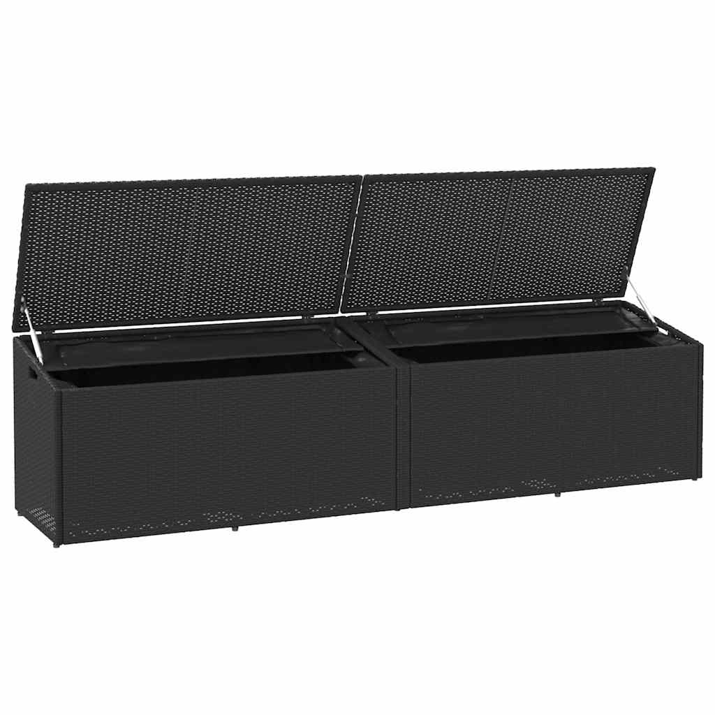 Baule da Giardino Nero 220x50x58 cm in Polyrattan 4104074