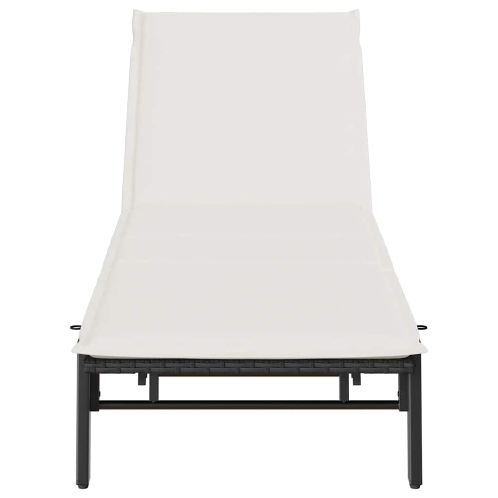 vidaXL Lettino Prendisole con Cuscino Nero in Polyrattan