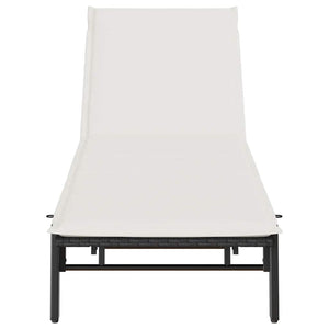 vidaXL Lettino Prendisole con Cuscino Nero in Polyrattan