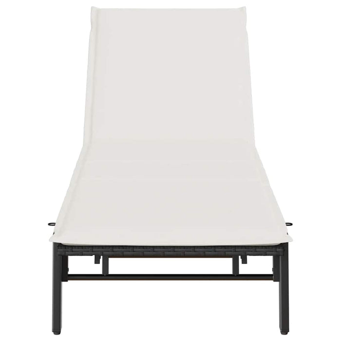 vidaXL Lettino Prendisole con Cuscino Nero in Polyrattan