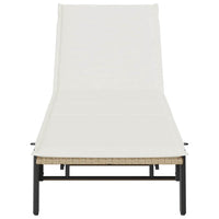 Lettino Prendisole con Cuscini Beige in Polyrattan