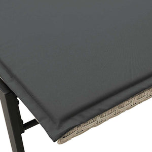 vidaXL Lettino Prendisole con Cuscino Grigio Chiaro in Polyrattan