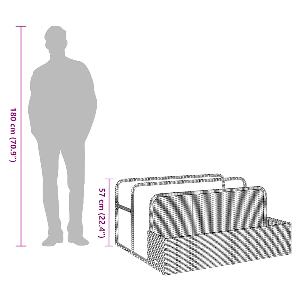 Galleggiante a Bordo Piscina Nero 110x100x57 cm in Polyrattan 4104088