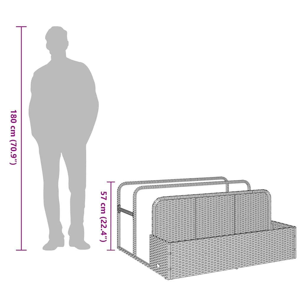 vidaXL Galleggiante a Bordo Piscina Grigio 110x100x57 cm in Polyrattan