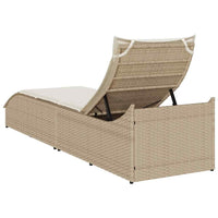 vidaXL Lettino Prendisole Pieghevole con Cuscino e Portaoggetti Beige