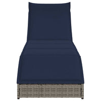 vidaXL Lettino Prendisole Pieghevole con Cuscino e Portaoggetti Grigio