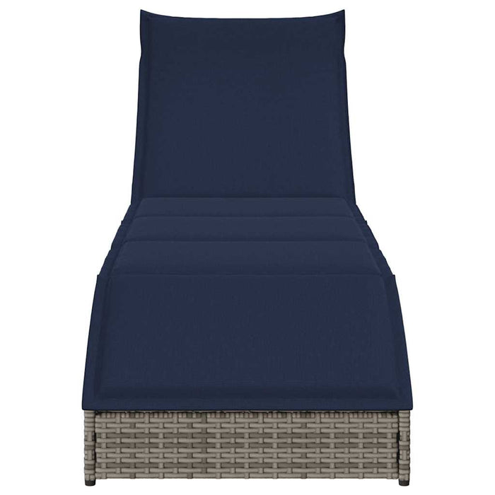 vidaXL Lettino Prendisole Pieghevole con Cuscino e Portaoggetti Grigio